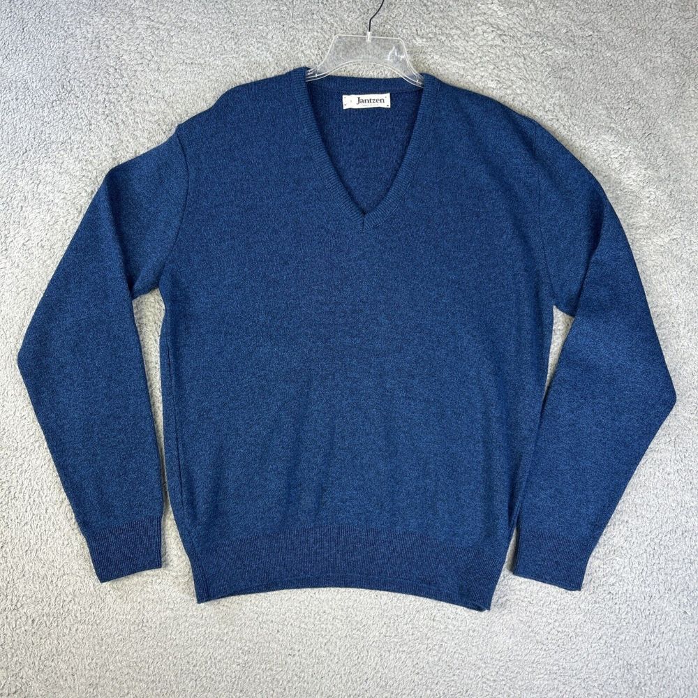 Vintage Jantzen Sweater Mens‎ Large Blue V-Neck Preppy Dad Grandpacore USA